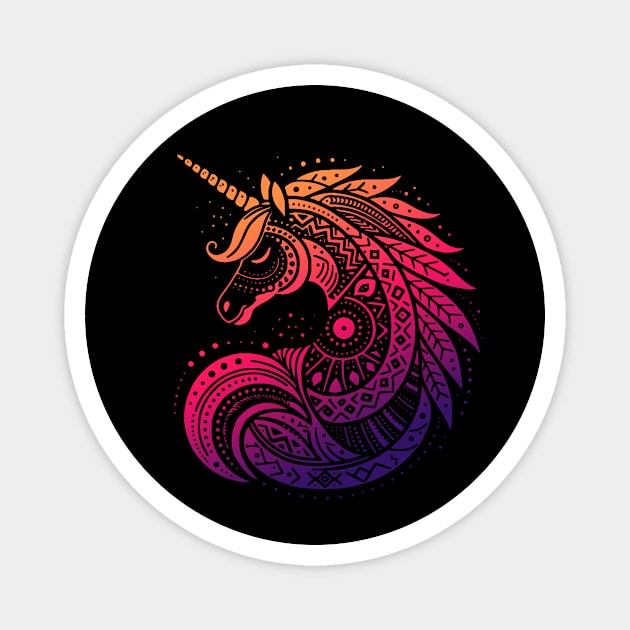 Ethereal Tribal Unicorn: Blending Mythology with Modern Styling Magnet by Etno Lounge